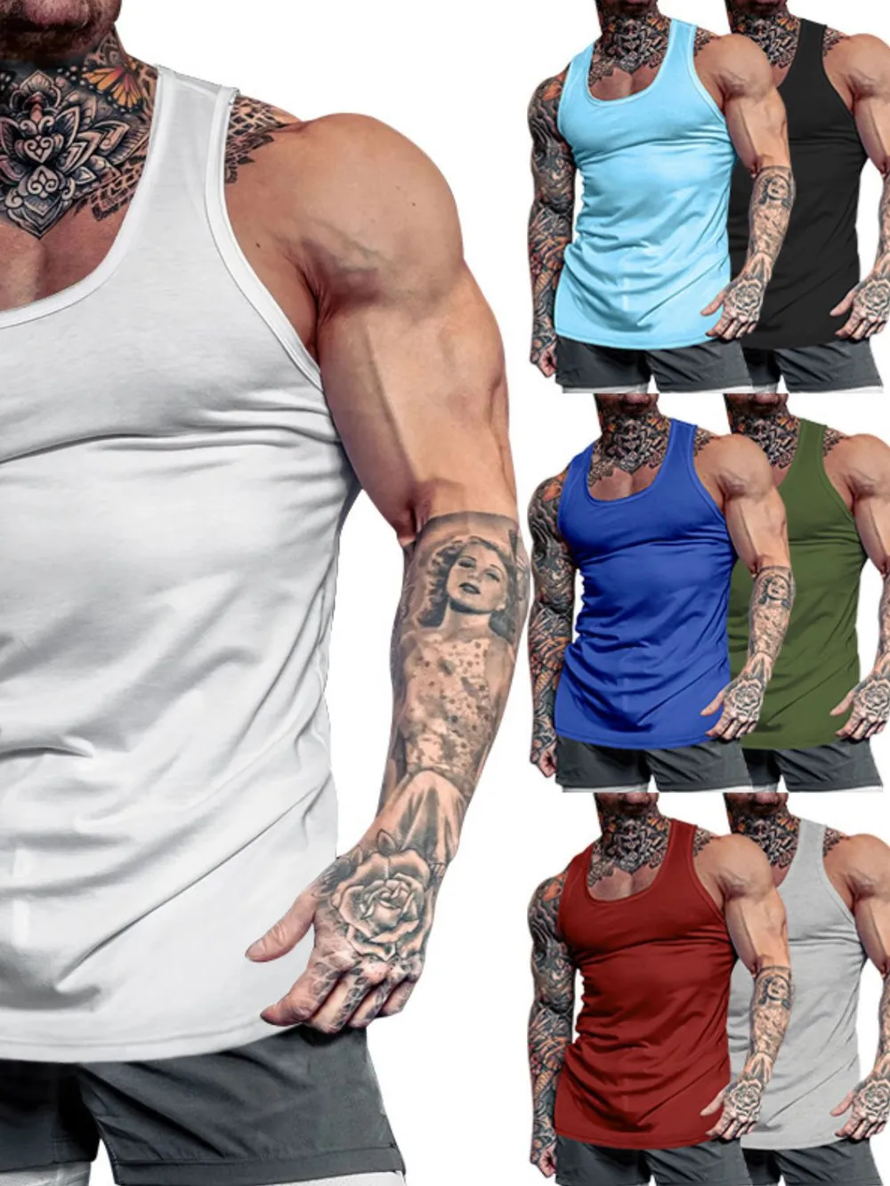 Men's Plus Size Round Neck Tank, image 2