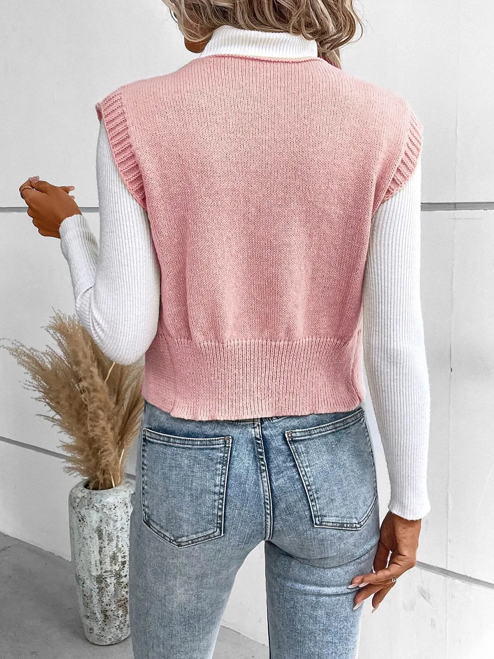 Full Size Button Up V-Neck Sweater Vest, image 17