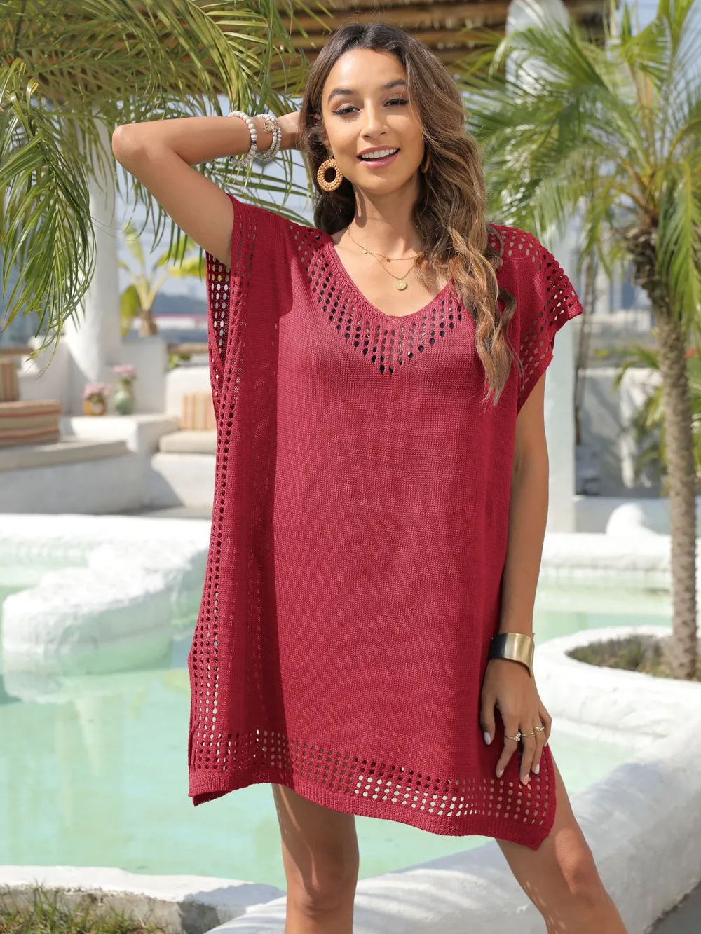 Crochet Trim Beach Cover Up Dress, image 12