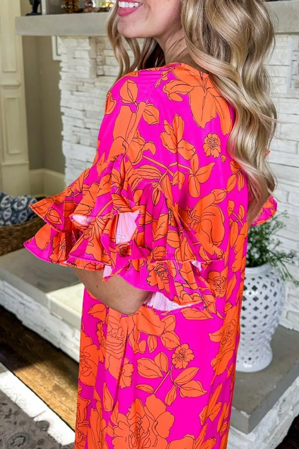 Ruffled Printed Short Sleeve Mini Dress, image 5