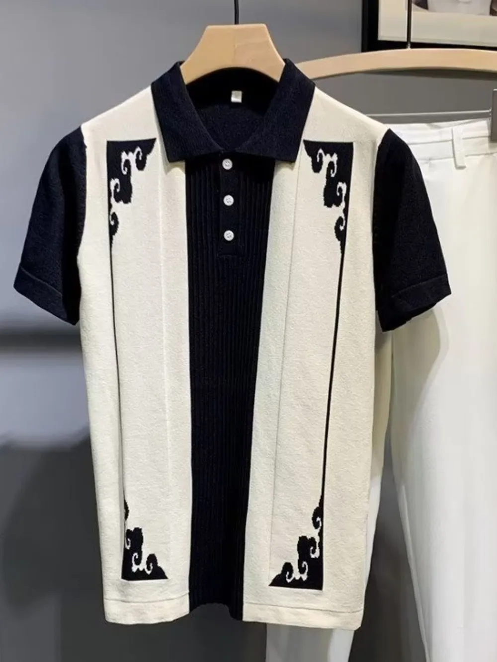 Men's Plus Size Color Block Short Sleeve Polo