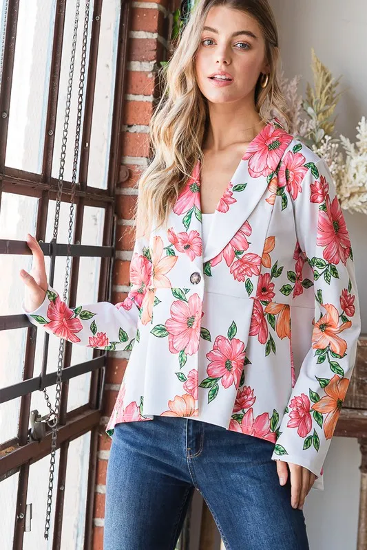 Full Size Multi Color Floral Blazers with Tunic Plus Size, image 9