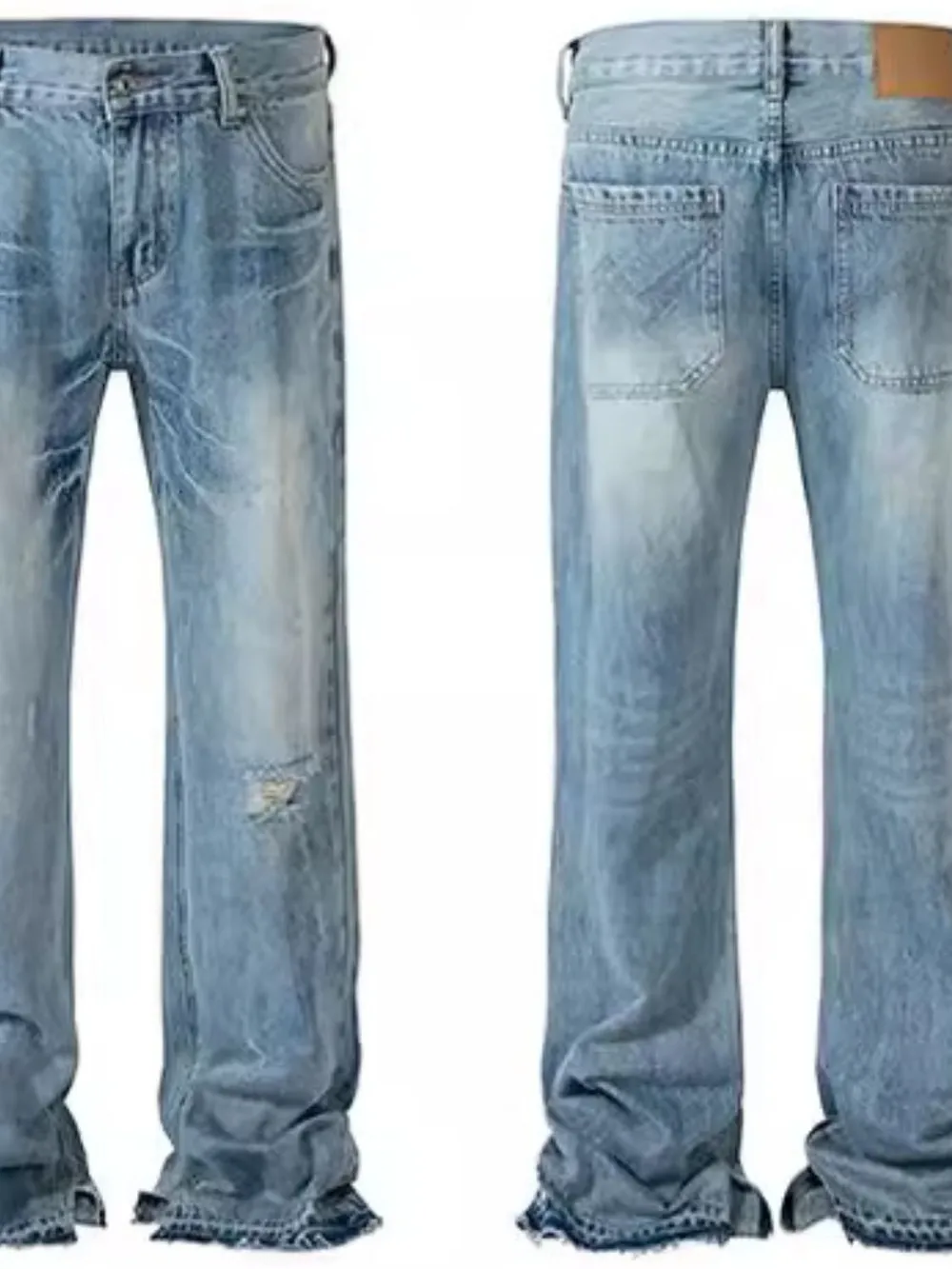 Men's Distressed Raw Hem Jeans, image 5