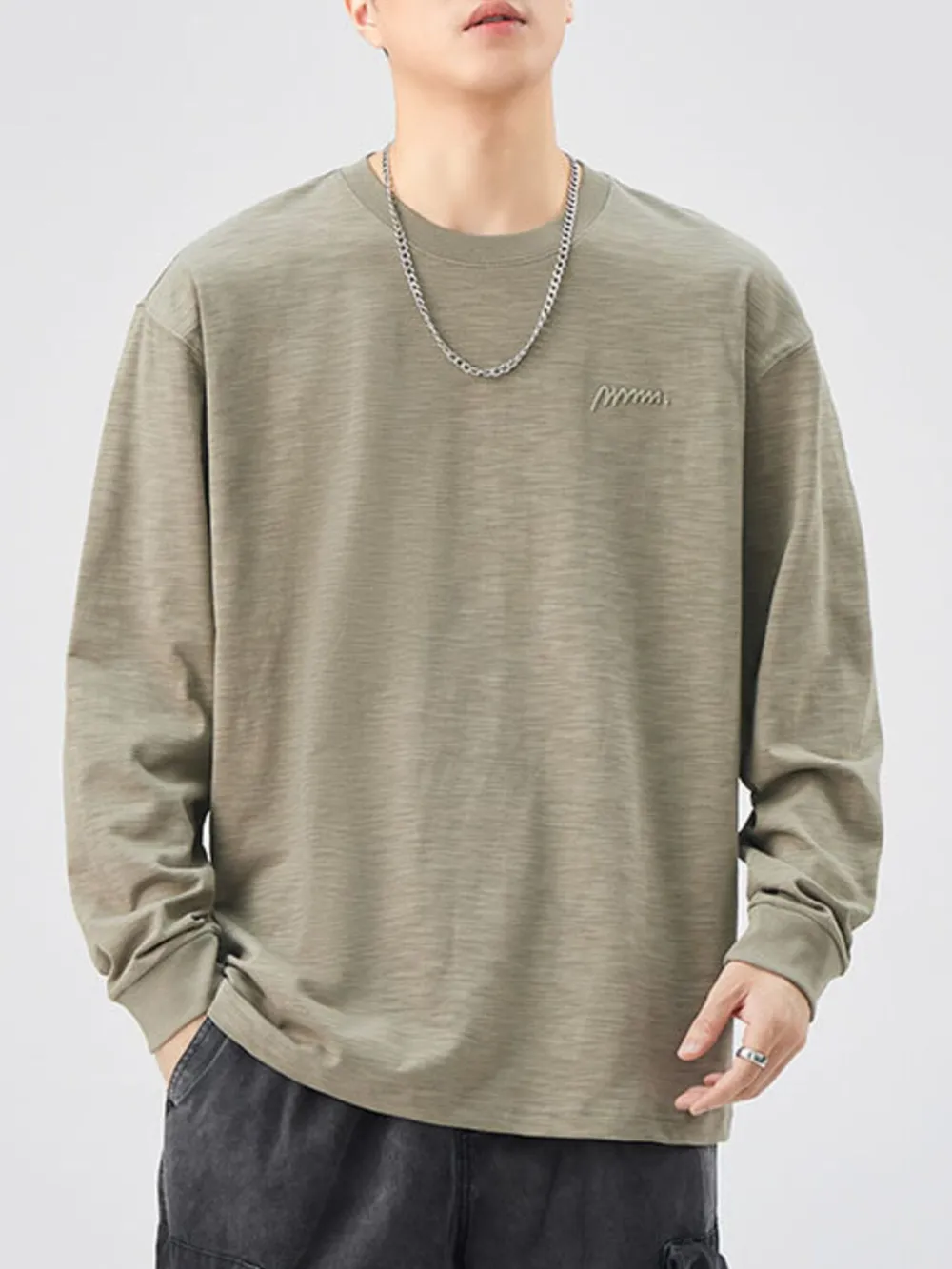 Men's Plus Size Basic Style Oversized Sweatshirt with Embroidered Logo, image 8