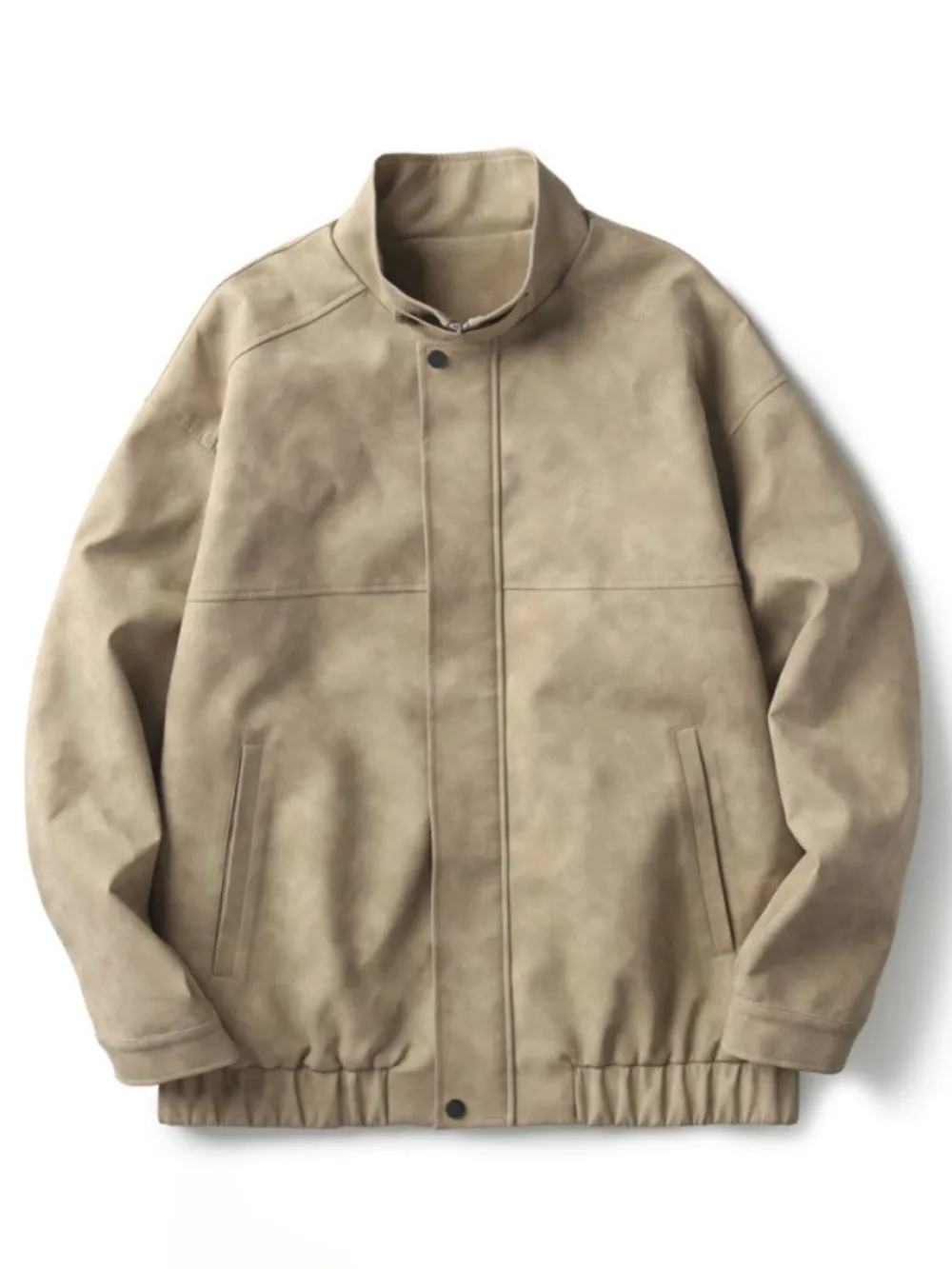 Men's Plus Size Zip Up Stand Collar Biker Jacket, image 8