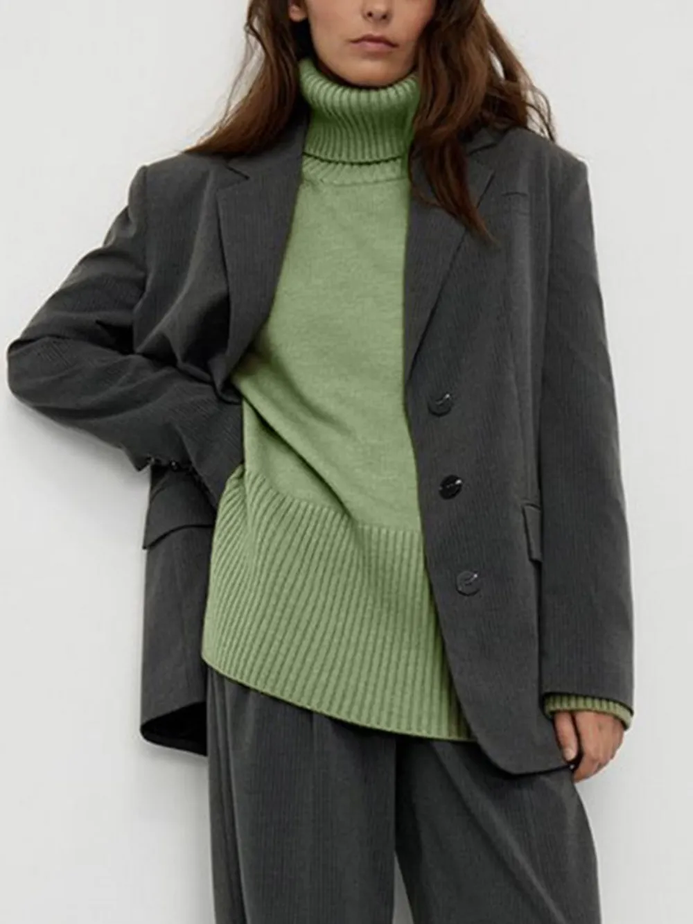 Side Slit Turtleneck Drop Shoulder Sweater, image 20