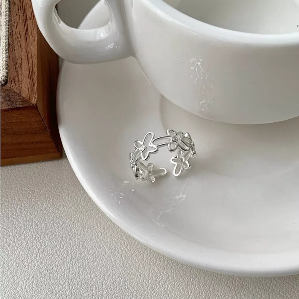 925 Sterling Silver Flower Open Ring, image 3