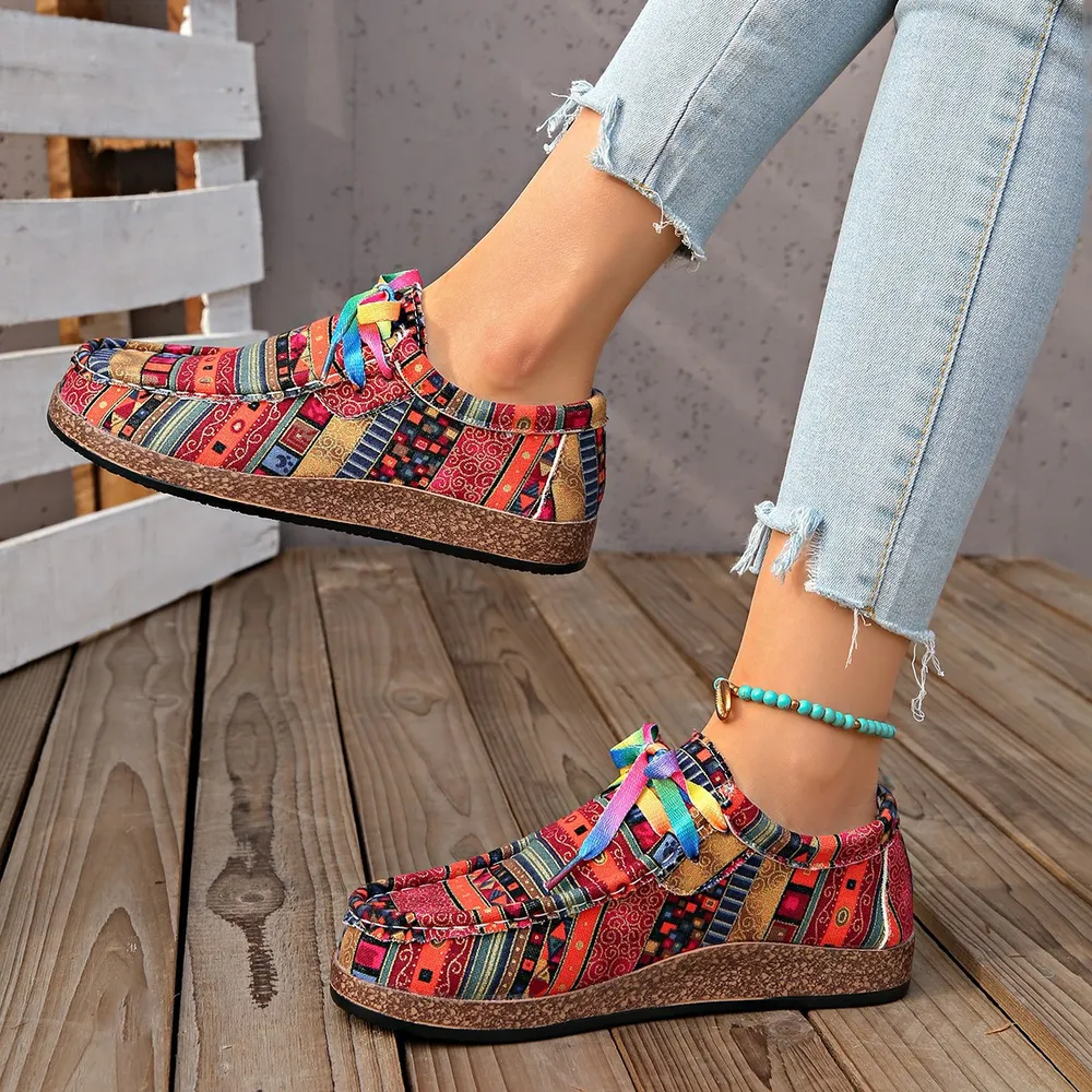 Printed Round Toe Sneakers, image 5
