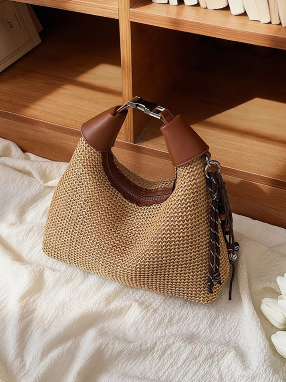 Woven Straw Crossbody Bag, image 5