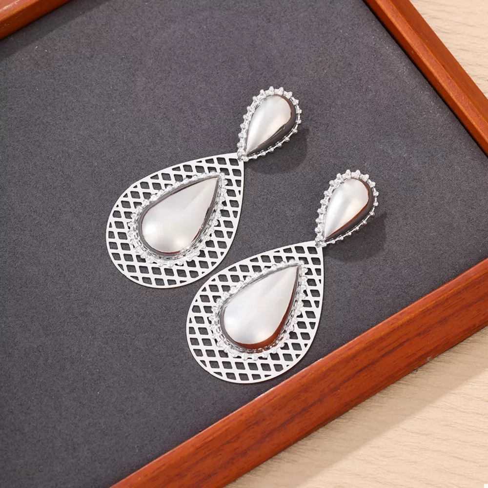 Hollowed-Out Teardrop Statement Earrings, image 6