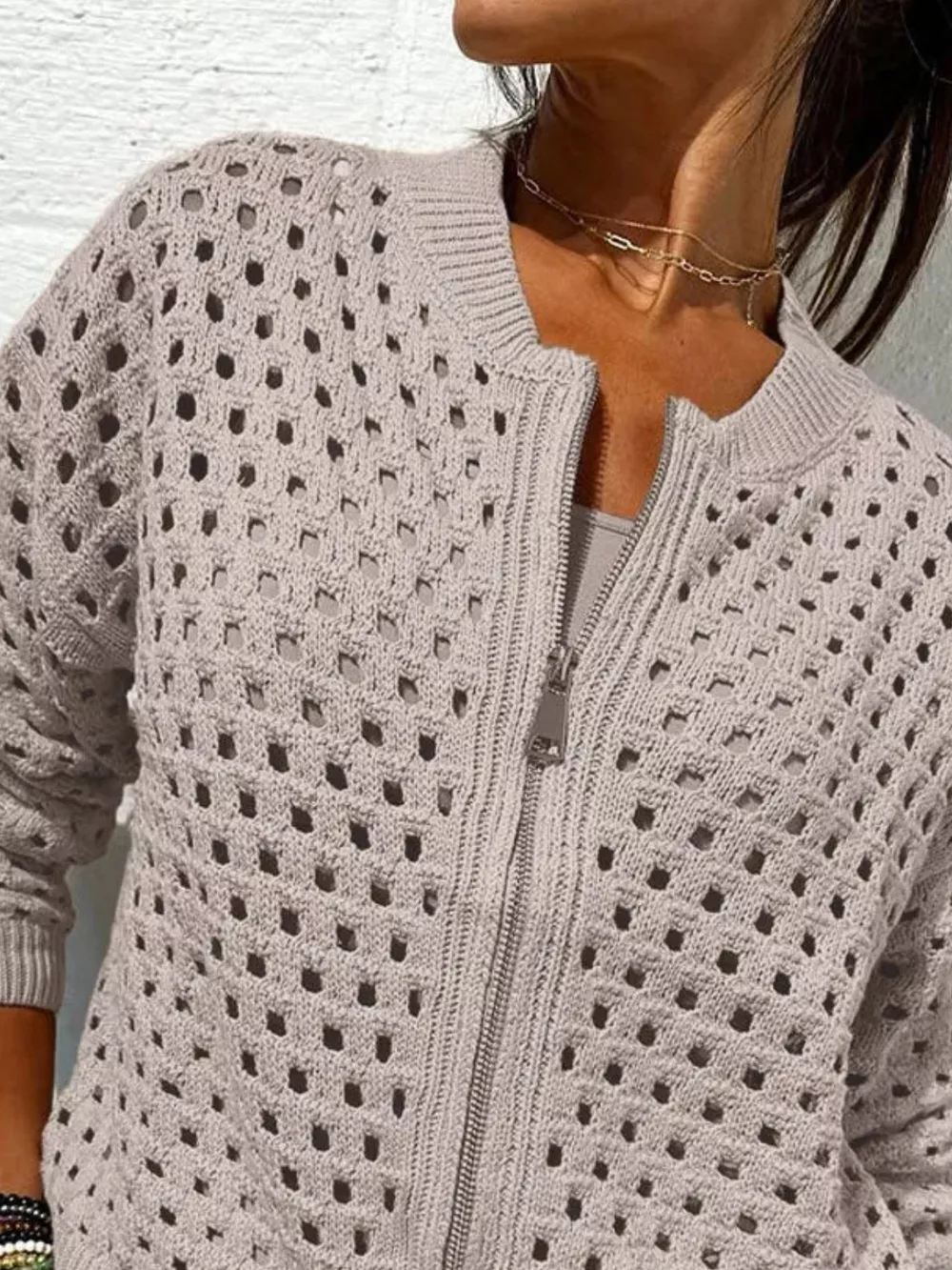Full Size Crochet Knit Zip-Up Cardigan Plus Size, image 6