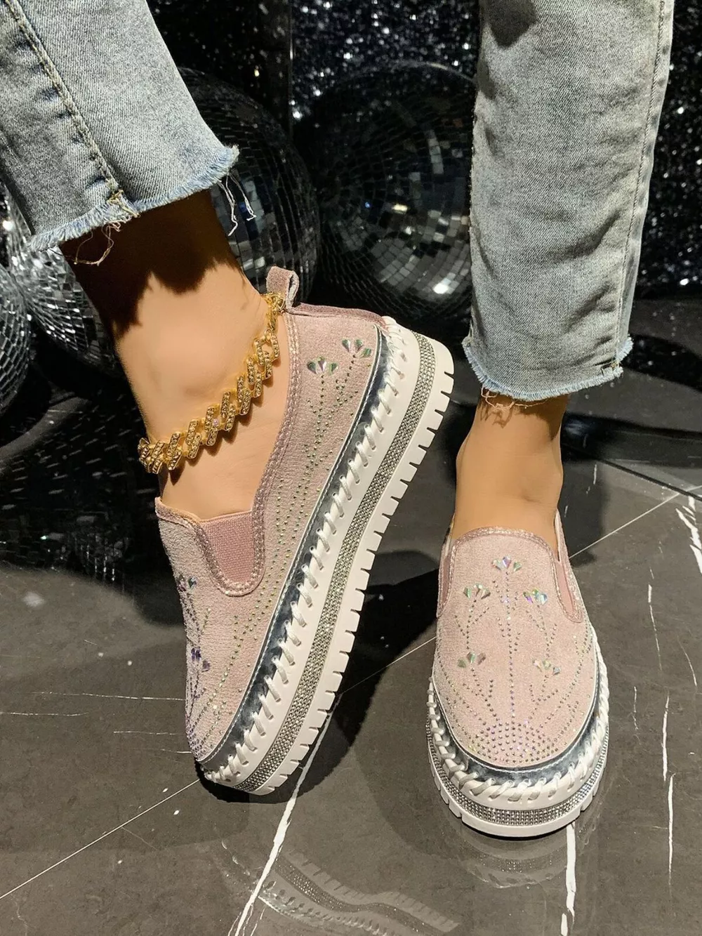 Rhinestone Embellished Platform Loafers, image 5