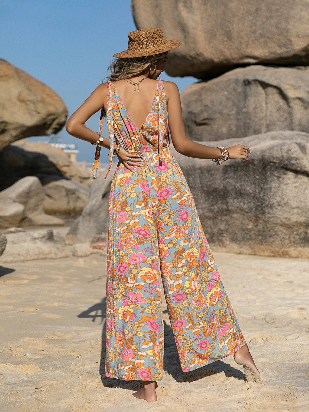 V-Neck Wide Leg Jumpsuit, image 3