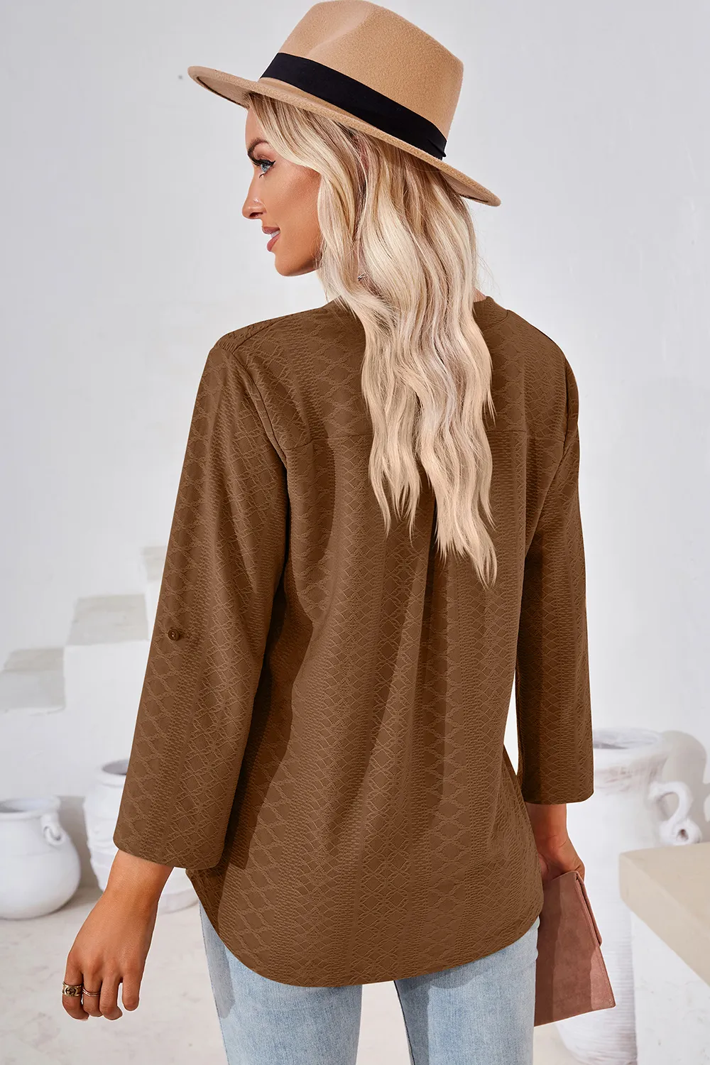 Notched Roll-Tab Sleeve T-Shirt, image 15