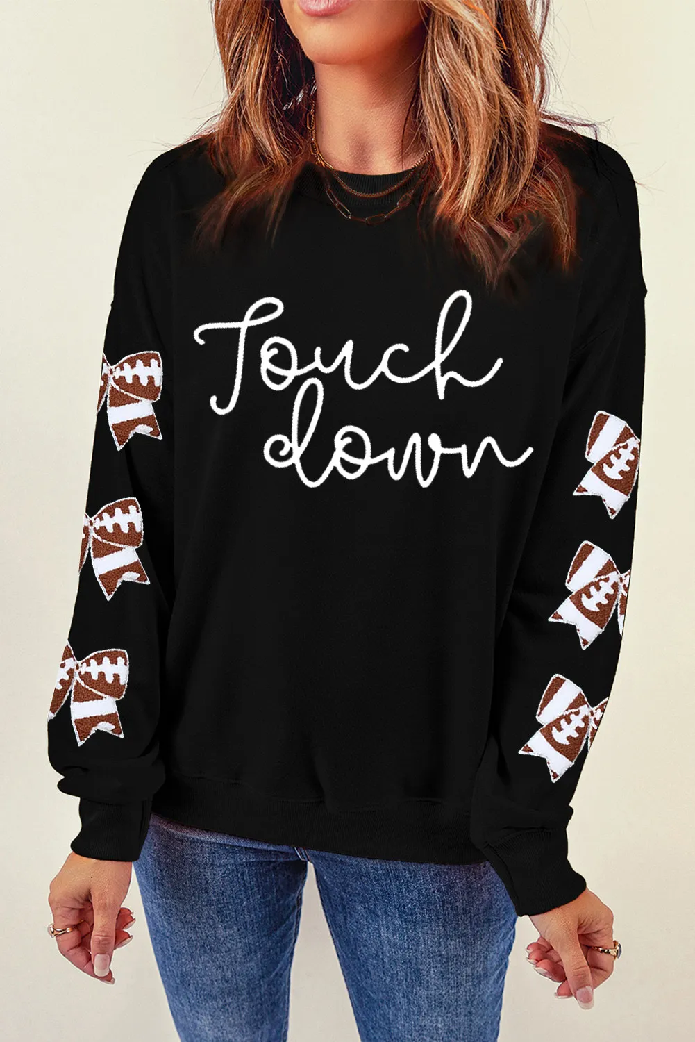 Letter Graphic Bow Long Sleeve Sweatshirt, image 2