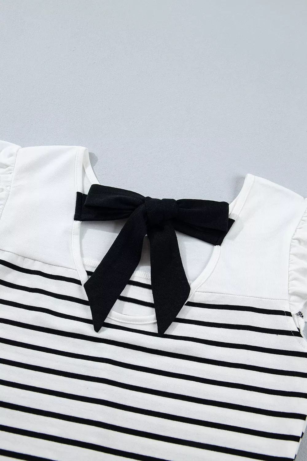 Stripe Contrast Knot Back Ruffle Trim Tank Top, image 7