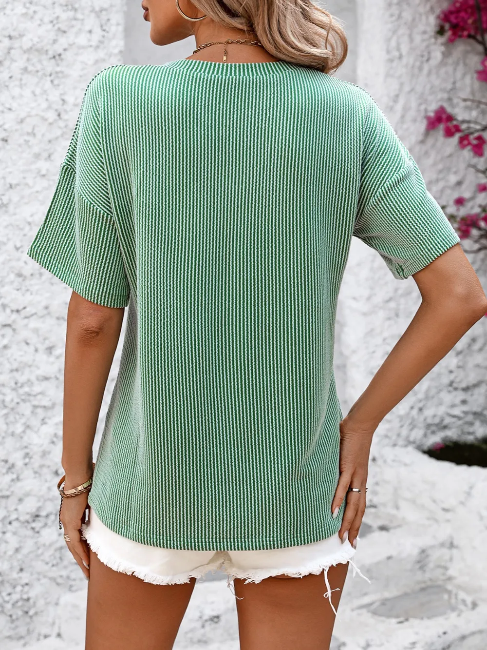 V-Neck Dropped Shoulder T-Shirt, image 18