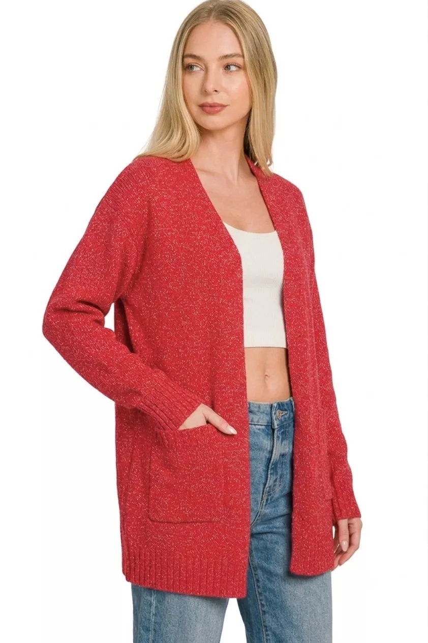 Zenana Open Front Sweater Cardigan, image 2