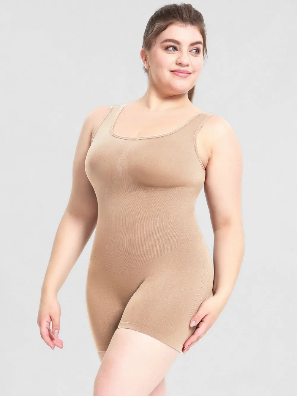 Scoop Neck Wide Strap Shaping Romper, image 9
