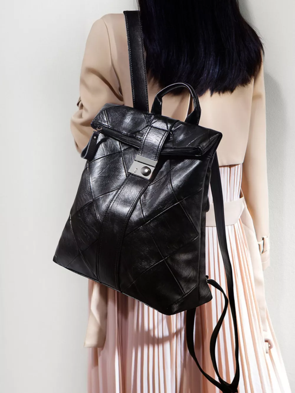 Quilted Leather Backpack Bag, image 5
