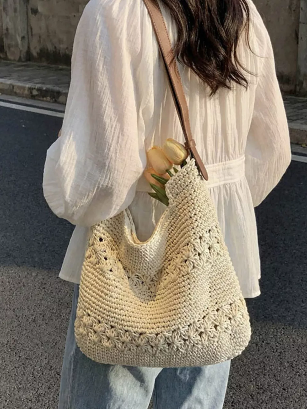 Crochet Knit Shoulder Bag, image 2