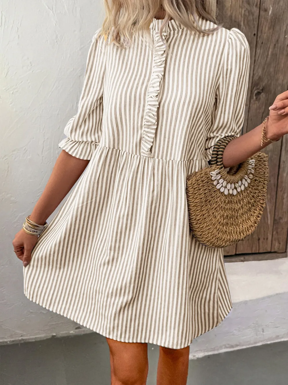Striped Half Sleeve Dress, image 5