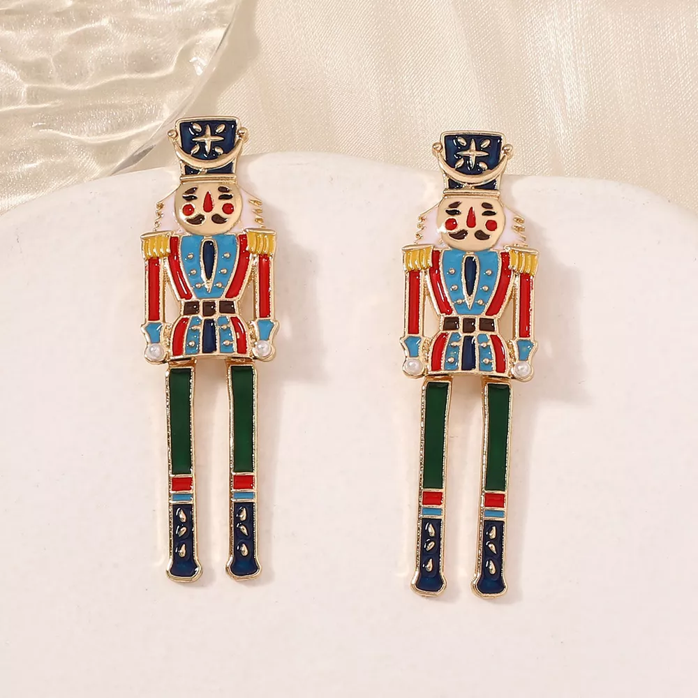 Christmas 18K Gold-Plated Nutcracker Soldier Earrings, image 6