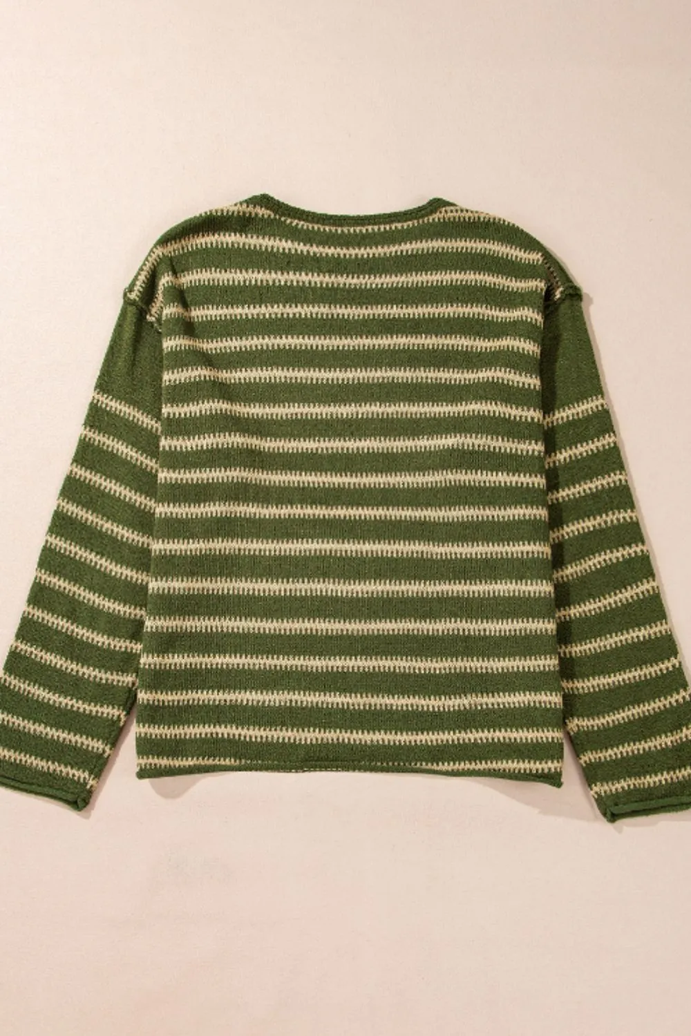 Striped Round Neck Dropped Shoulder Sweater, image 8