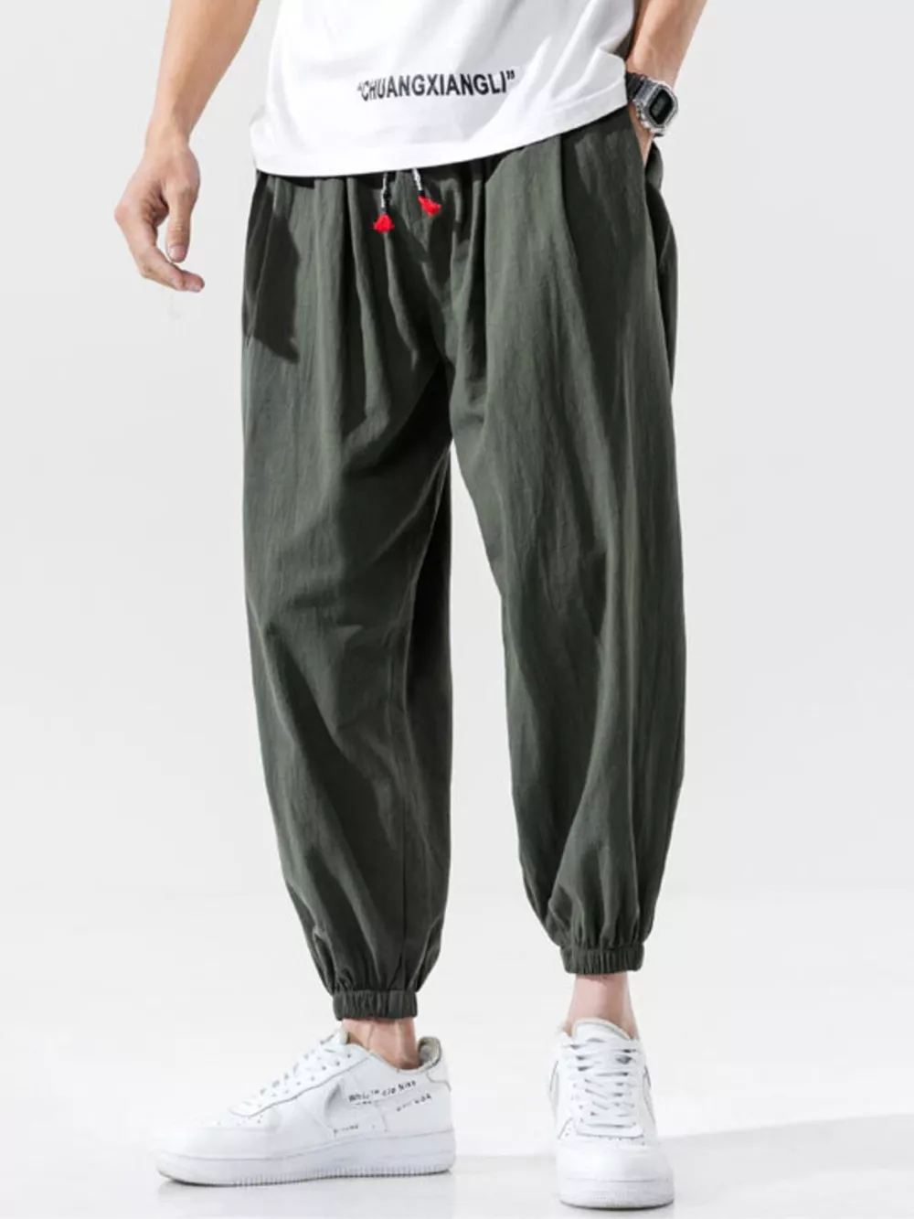Men's Plus Size Casual Loose Fit Drawstring Joggers