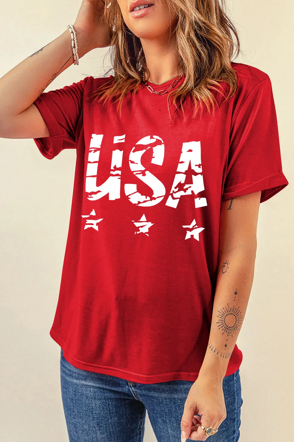 USA Round Neck Short Sleeve T-Shirt, image 3