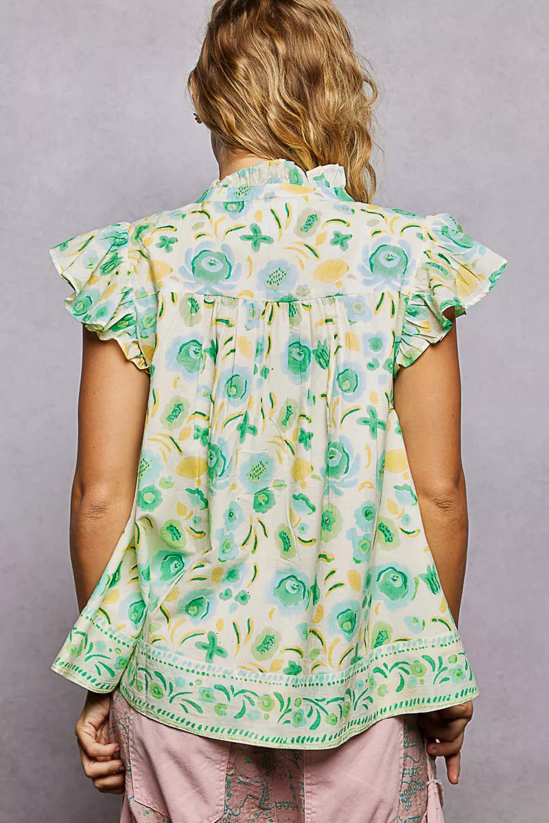 Tassel Tied Floral Flutter Sleeve Blouse, image 4