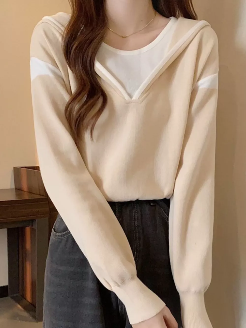 Contrast Trim Hooded Sweater, image 10