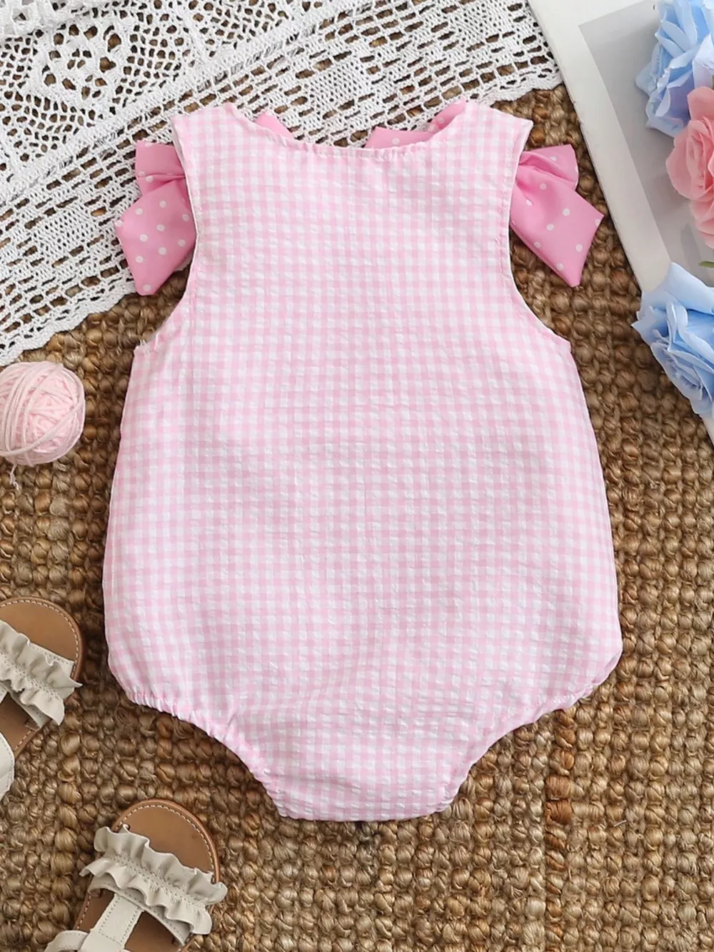 Children's Baseball Embroidered One-Piece with Bows, image 8