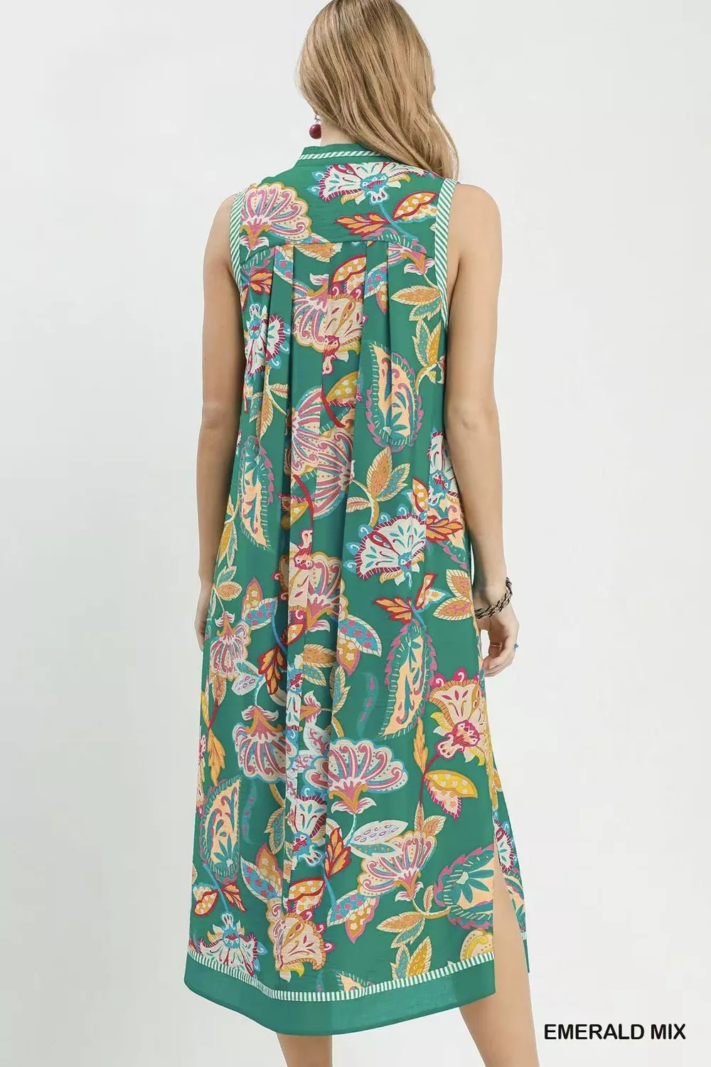 Paisley Floral Sleeveless Midi Dress, image 4