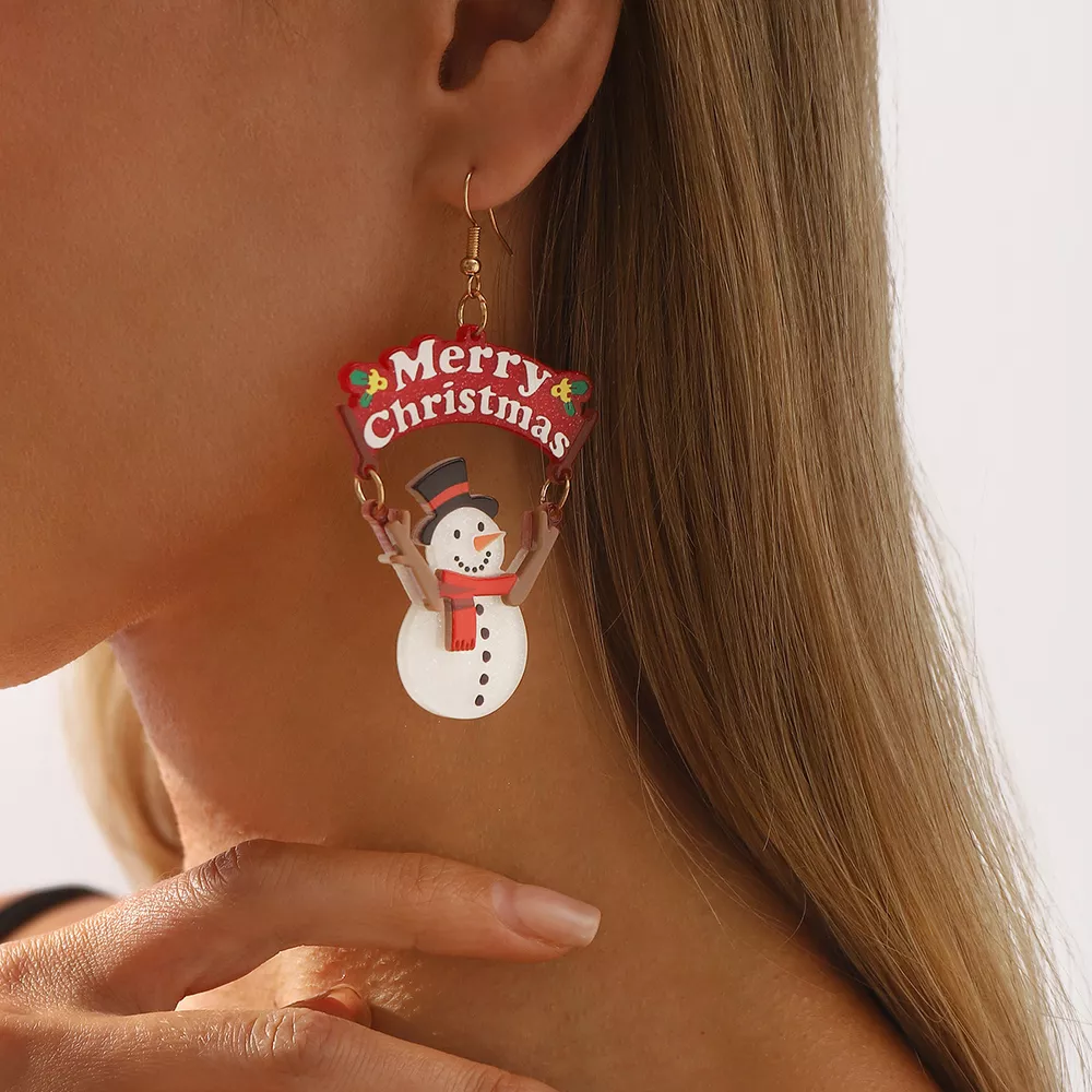 Christmas Snowman Dangle Earrings, image 3