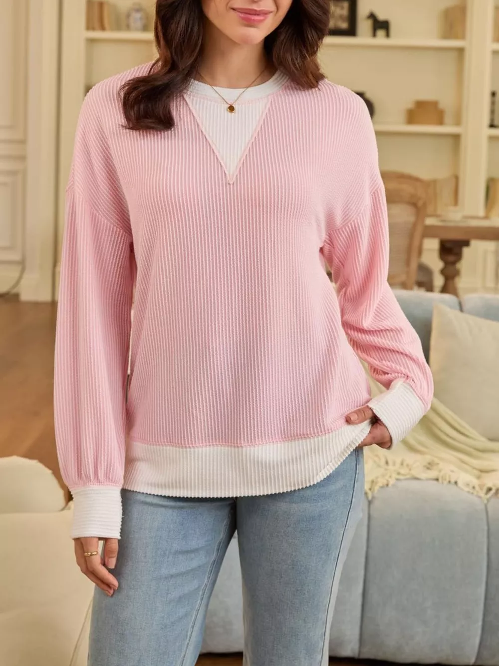 Contrast Dropped Shoulder Sweatshirt, image 6