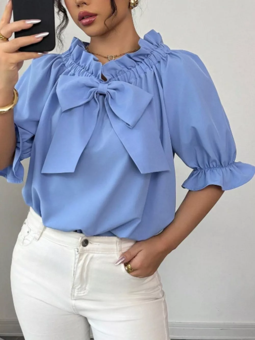Bow Flounce Sleeve Blouse, image 22