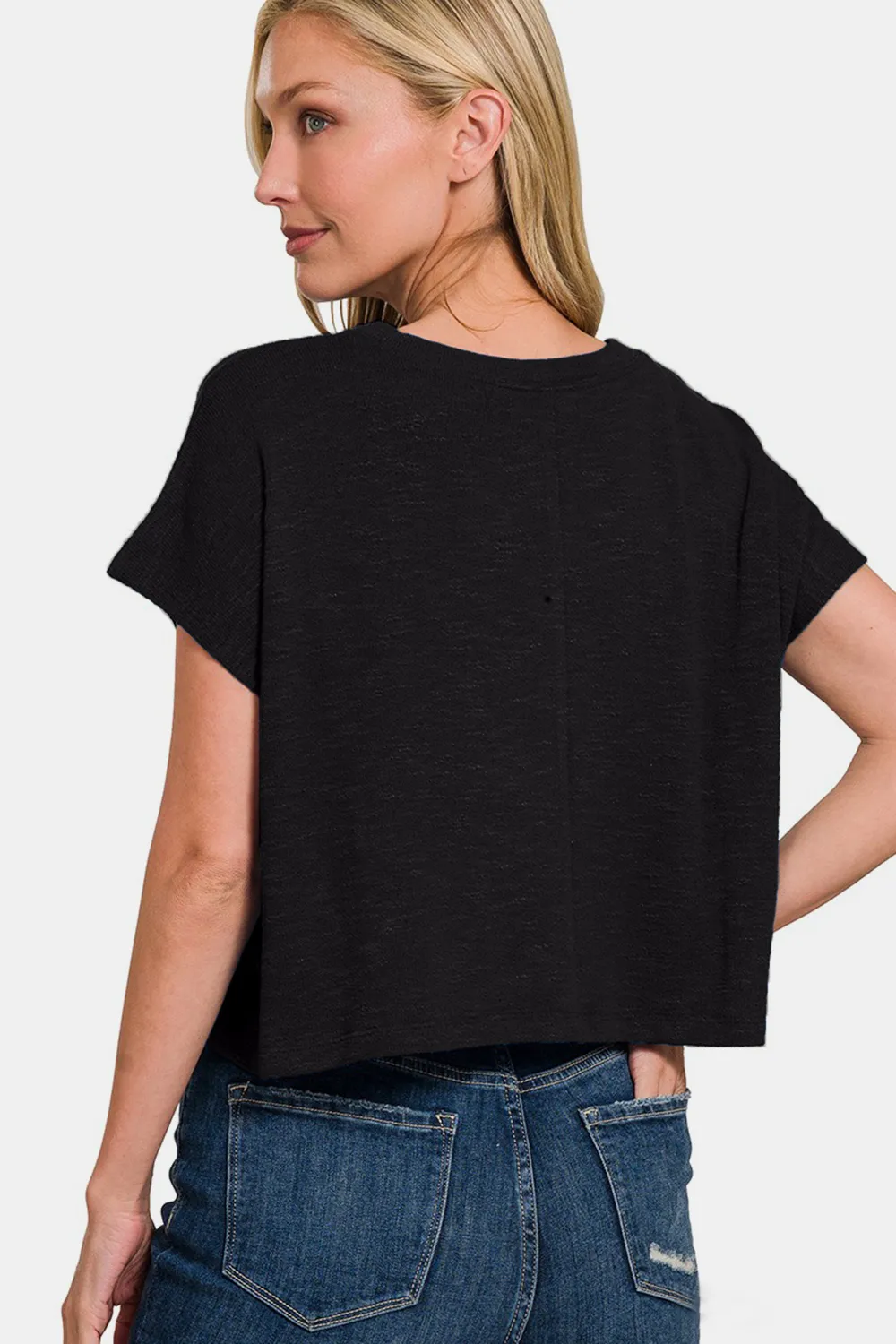 Round Neck Short Sleeve Crop T-Shirt, image 2