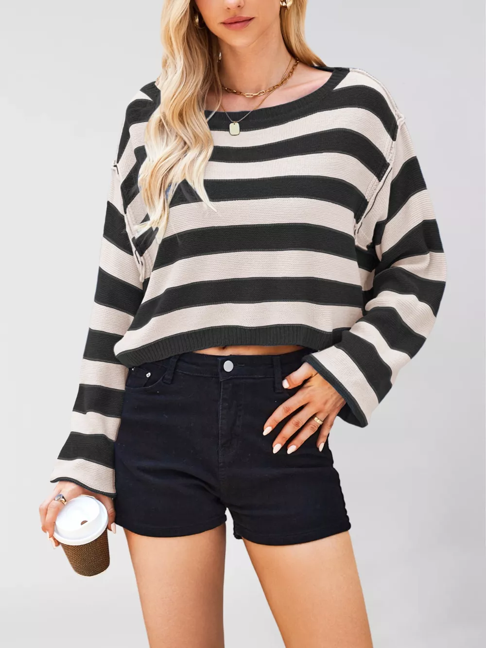 Striped Dropped Shoulder Sweater