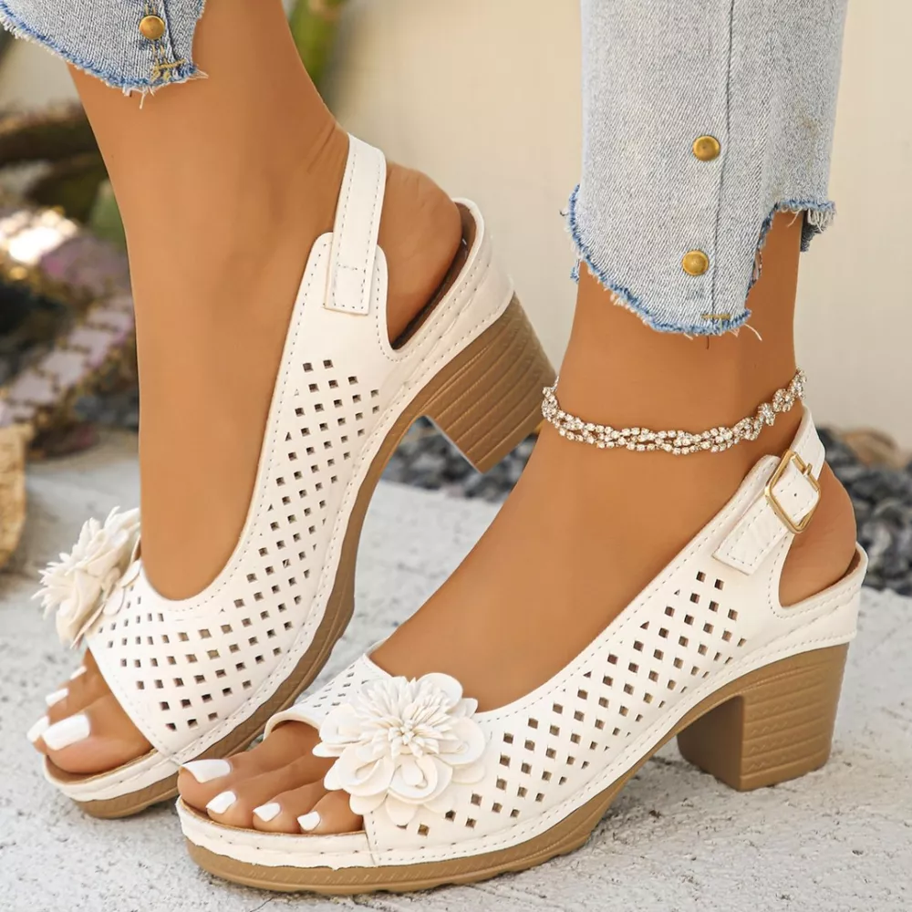 Floral Accent Block Heel Sandals, image 17