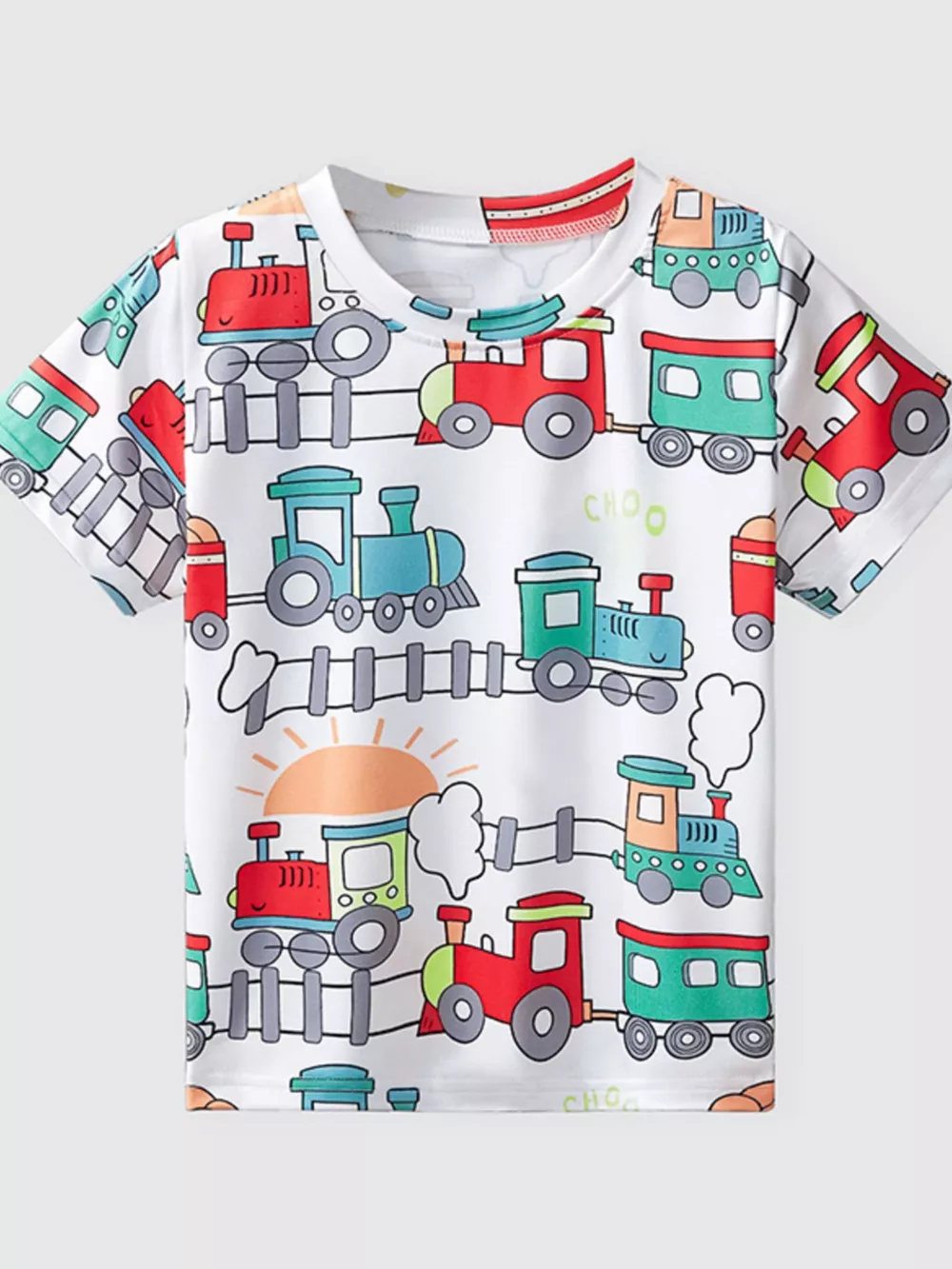 Children's Fun Train Print Short Sleeve T-Shirt, image 2