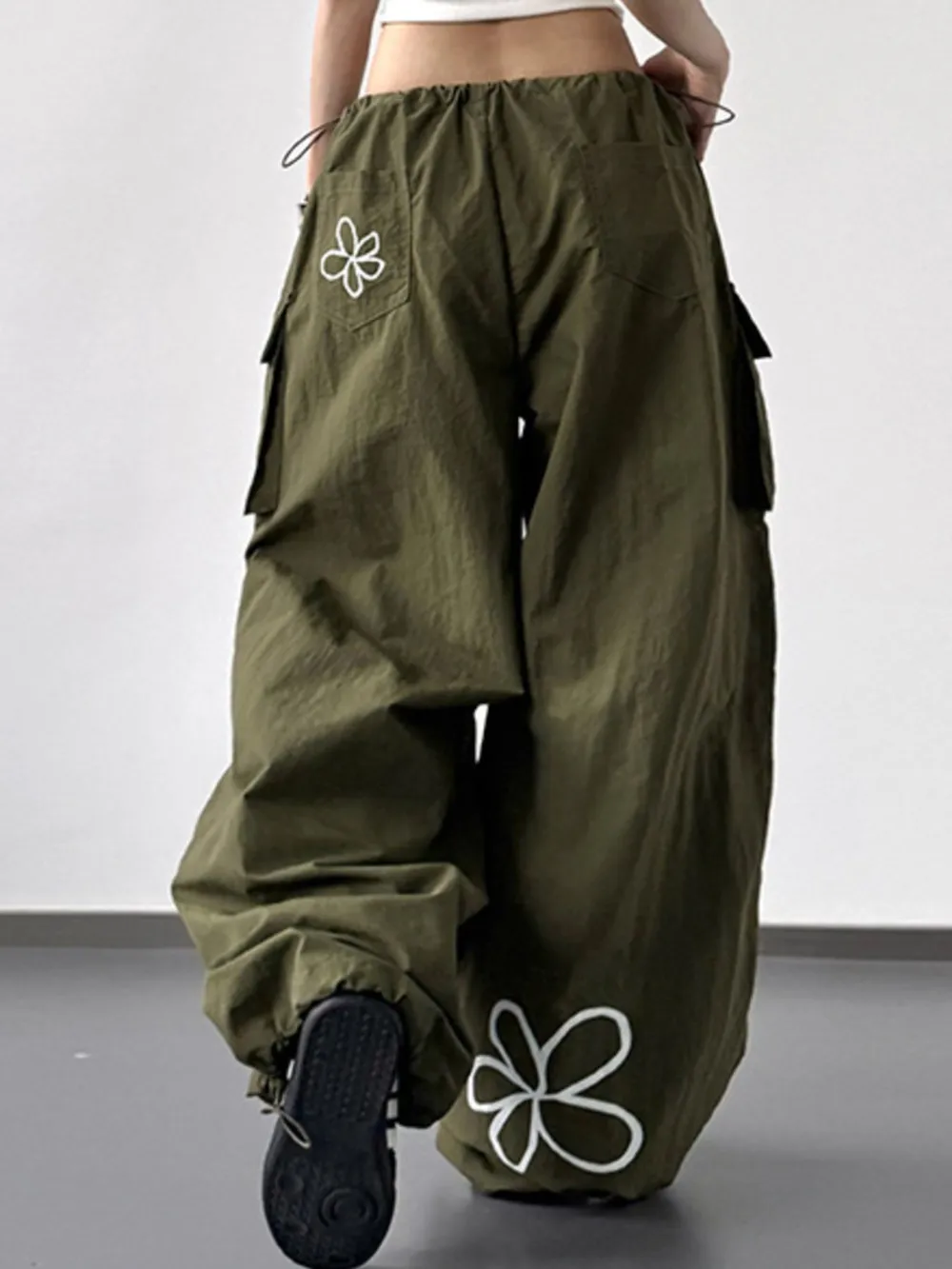 Drawstring Wide Leg Cargo Pants, image 2