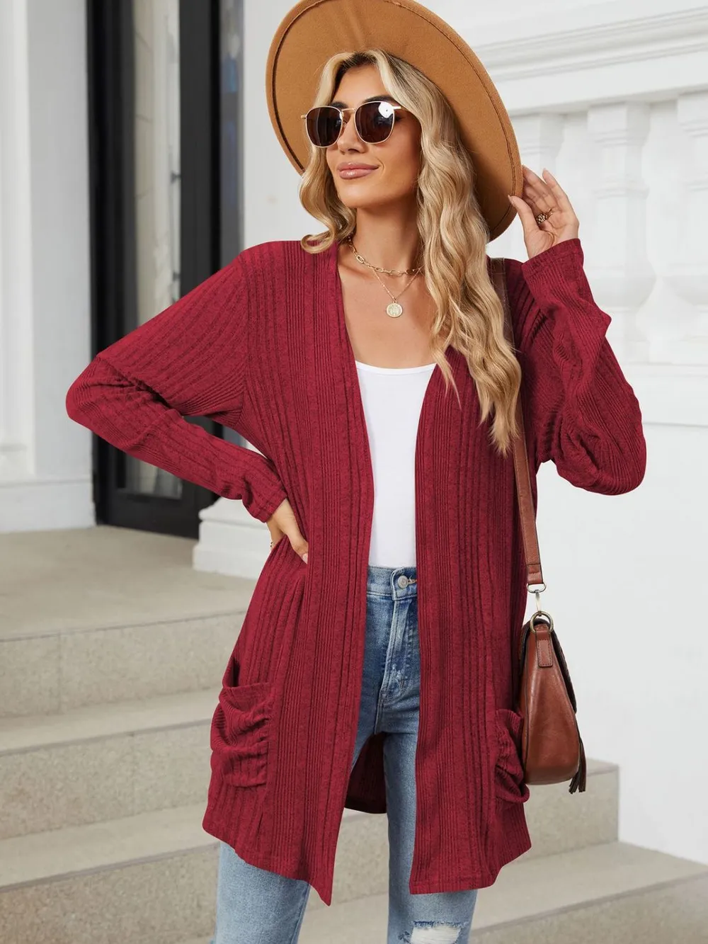 Pocketed Open Front Long Sleeve Cardigan, image 25