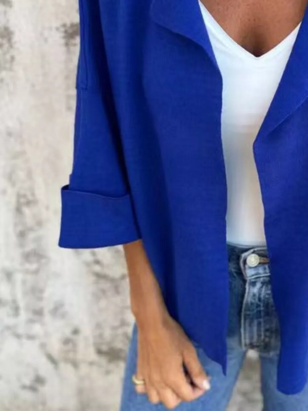 Full Size Open Front 3/4 Sleeve Casual Cardigan Plus Size, image 10