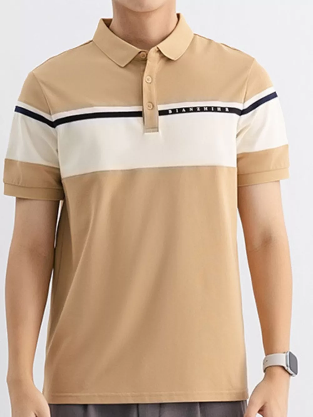 Men's Plus Size Color Block Polo Shirt, image 5