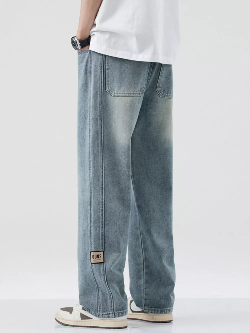Men's Plus Size Washed Wide Leg Relaxed Fit Jeans, image 7