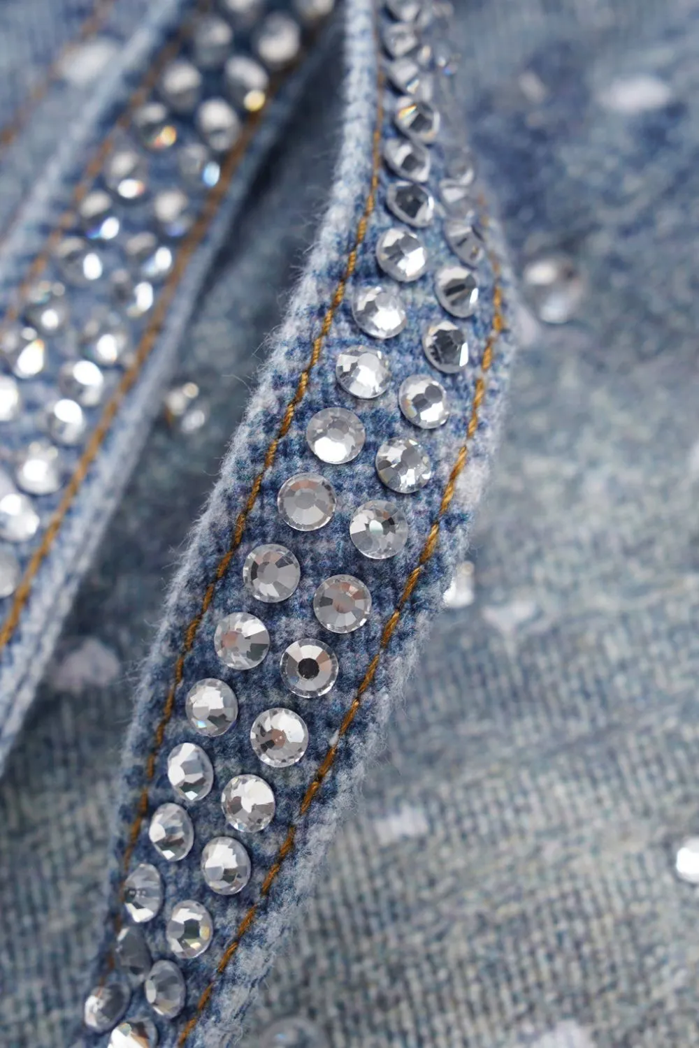 Men's Washed Rhinestone Jeans with Rhinestone Belt, image 5