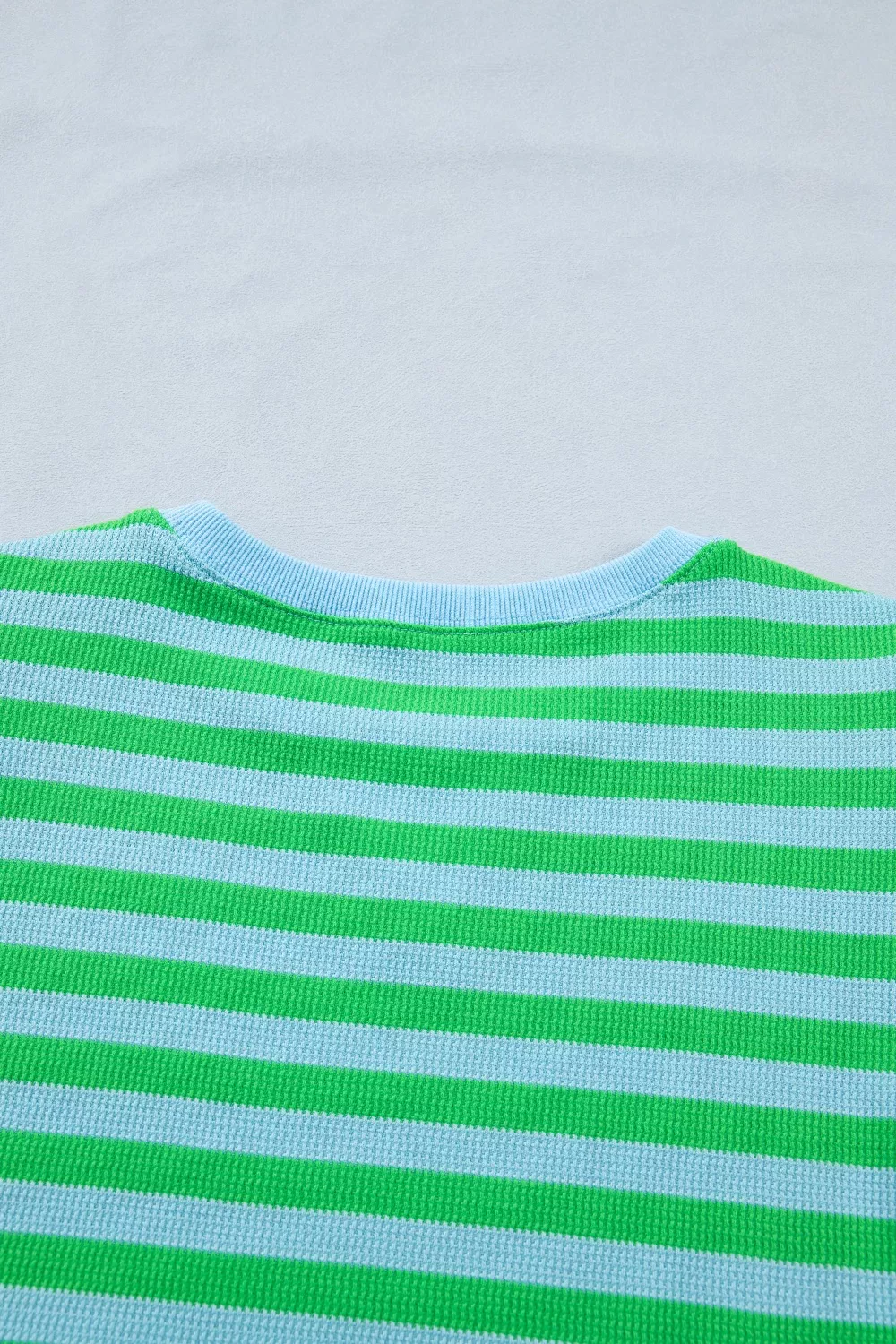 Stripe Colorblock Detail Puff Sleeve Top Drawstring Shorts 2pcs Outfit, image 9