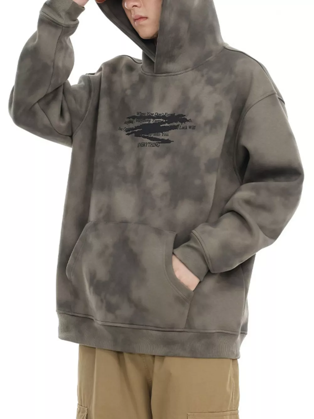 Men's Plus Size Tie-Dye Long Sleeve Hoodie, image 6