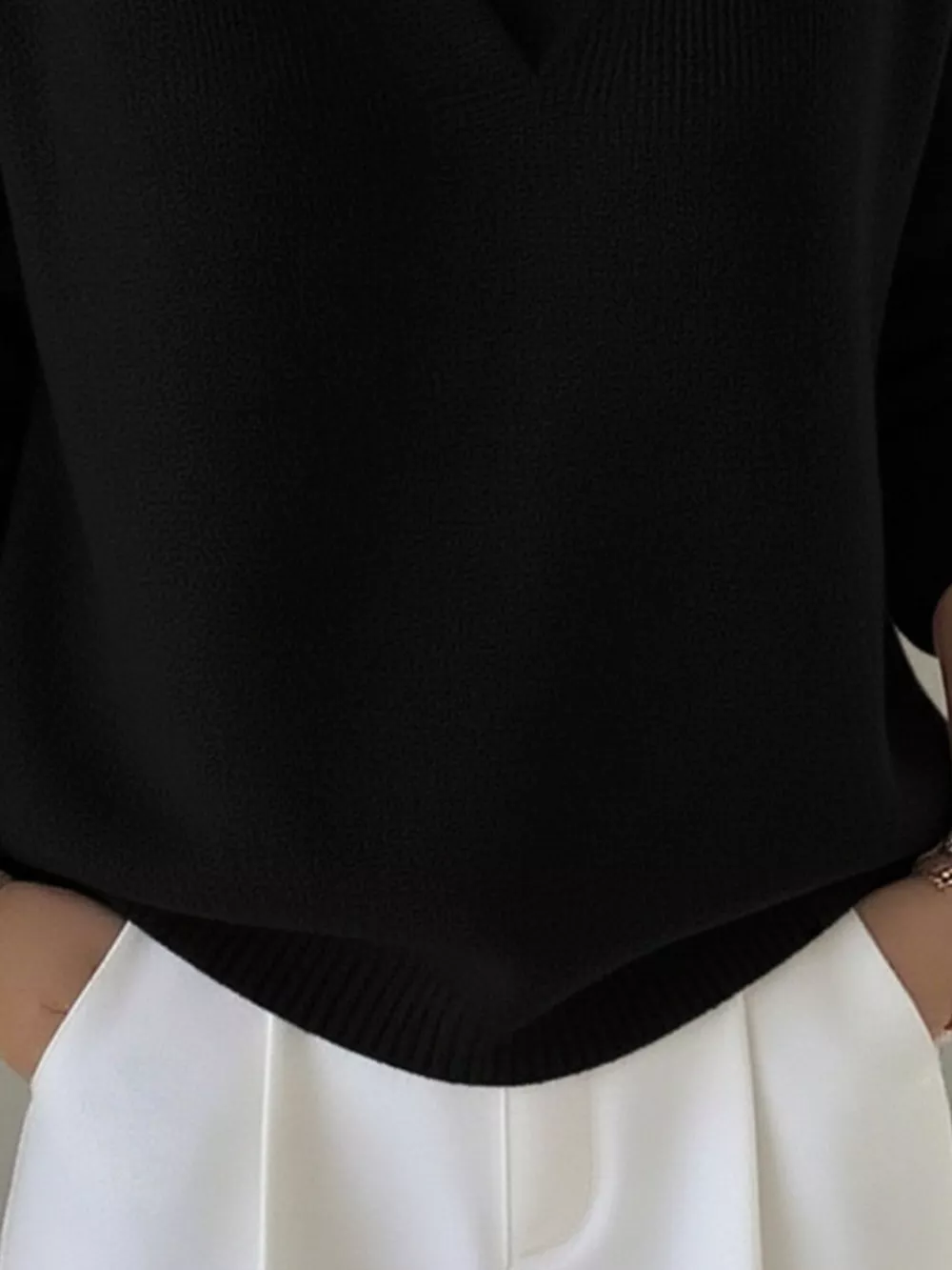 Full Size V-Neck Long Sleeve Sweater Plus Size, image 10